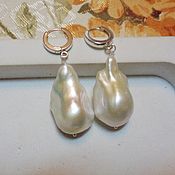 Украшения handmade. Livemaster - original item Earrings with SUPER large Baroque pearls (white) in 925 silver. Handmade.