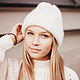 White mohair hat . Winter hat . Mohair with silk hats . Woman beanie h, Caps, Riga,  Фото №1
