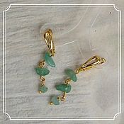 Украшения handmade. Livemaster - original item Earrings with aventurine in gold. Handmade.
