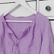 Одежда handmade. Livemaster - original item 100% linen lavender boho blouse. Handmade.