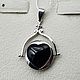 Silver pendant with black onyx 13h13 mm and cubic zirconia, Pendants, Moscow,  Фото №1