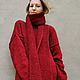 Real red in a dress with a long scarf Knitted dress. Dresses. svetlana-sayapina. My Livemaster. Фото №4