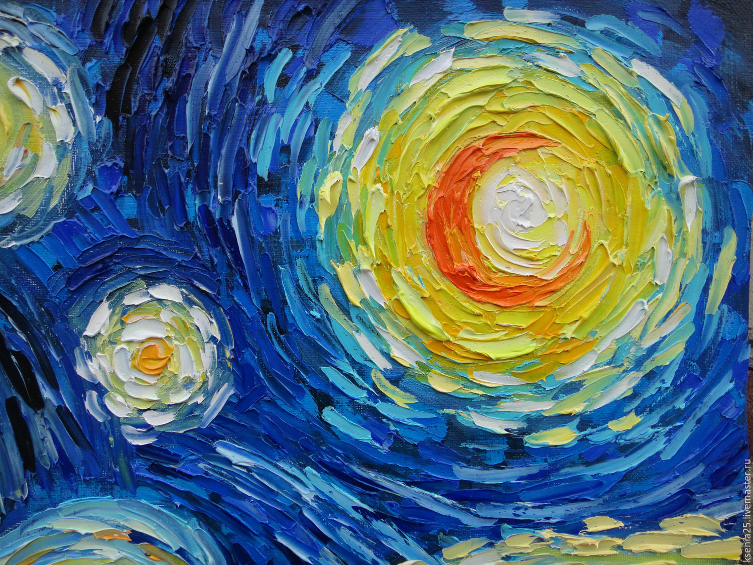 Oil painting with motives of Vincent van Gogh Starry night ...