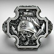 Украшения handmade. Livemaster - original item Ring-signet: Pirate Skull Jolly Roger. Handmade.
