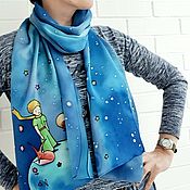 Батик шарф "Снежный Петербург", шелковый