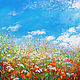 Летний солнечный пейзаж на фоне голубого неба Картина маки, ромашки, Картины, Сочи,  Фото №1