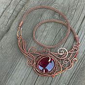Украшения handmade. Livemaster - original item Copper choker with red glass wire wrap. Handmade.