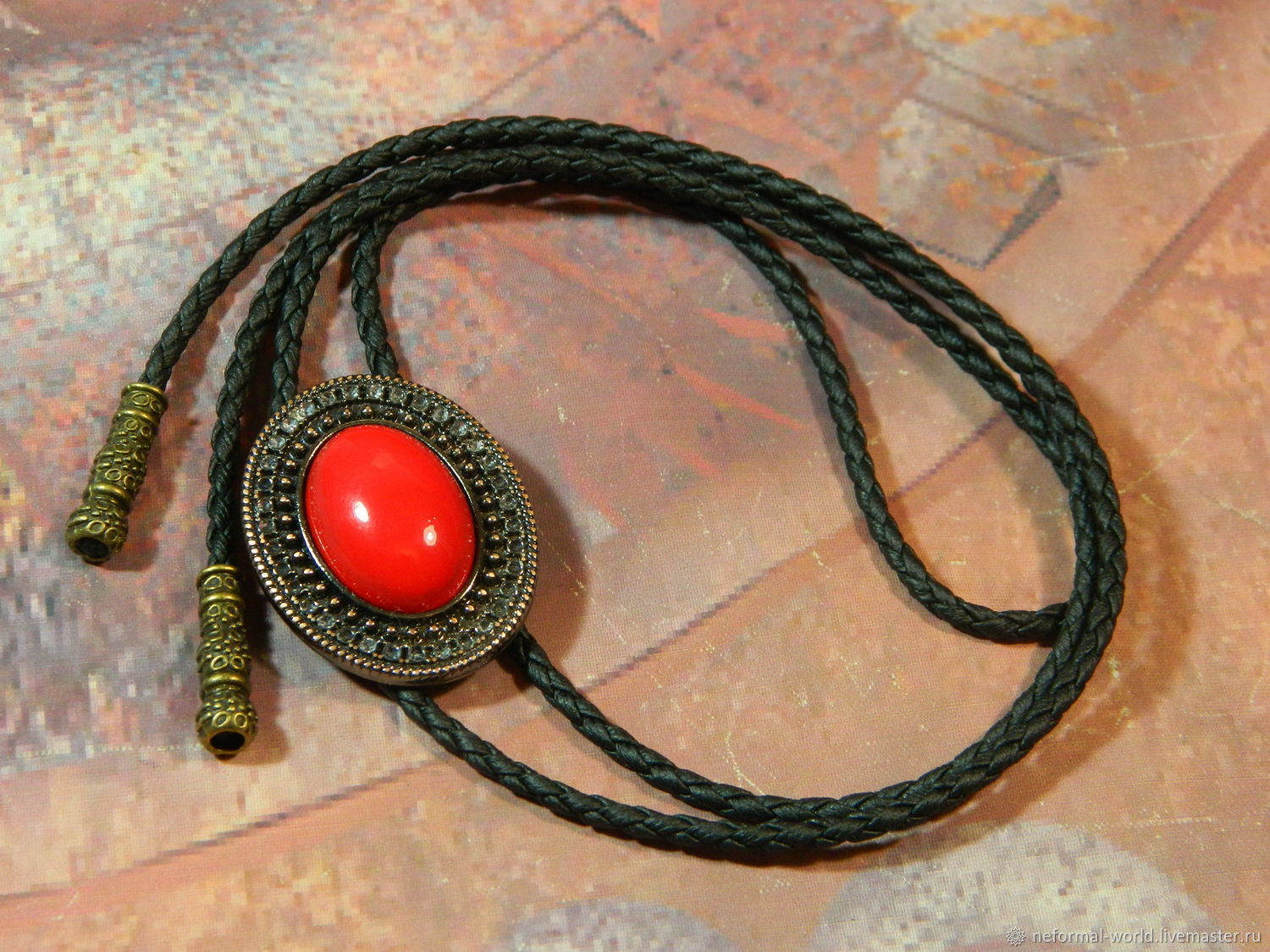 BOLO TIE 'THE RED PRINCE-TL' WITH RED STONE STONE, Ties, Saratov,  Фото №1