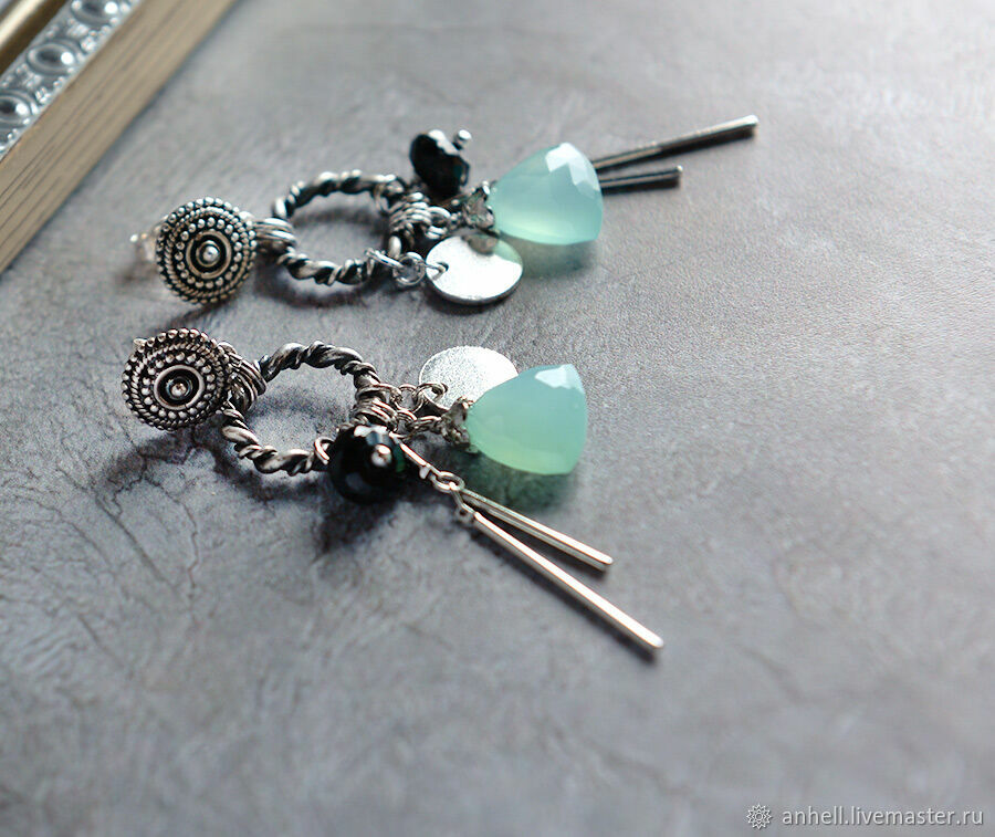 Серьги с халцедоном и шпинелью в серебре 925 – заказать на Ярмарке ...