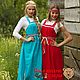 Linen circular turquoise sundress. Folk dresses. Slavyanskie uzory. My Livemaster. Фото №5