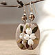Earrings with white berries of the Snowberry polymer clay, Earrings, St. Petersburg,  Фото №1