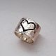Wide ring with a broken texture and blackened heart, silver (K13), Rings, Chelyabinsk,  Фото №1