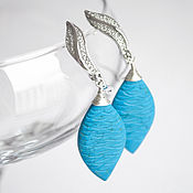 Украшения handmade. Livemaster - original item Large turquoise earrings, fish, leaf, eye. Handmade.
