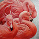 Custom Flamingo painting, oil on canvas 60h60, Pictures, Moscow,  Фото №1