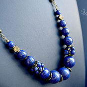 Украшения handmade. Livemaster - original item Chain necklace lapis blue lapis brass beads. Handmade.