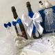 Бант на свадебные бутылки  ( Синий). Бутылки свадебные. Марина. (buketpodarkov). Ярмарка Мастеров.  Фото №5