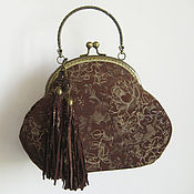 Сумки и аксессуары handmade. Livemaster - original item Brown Leather Women`s Handbag with Clasp BROWN LACE FLOWERS. Handmade.