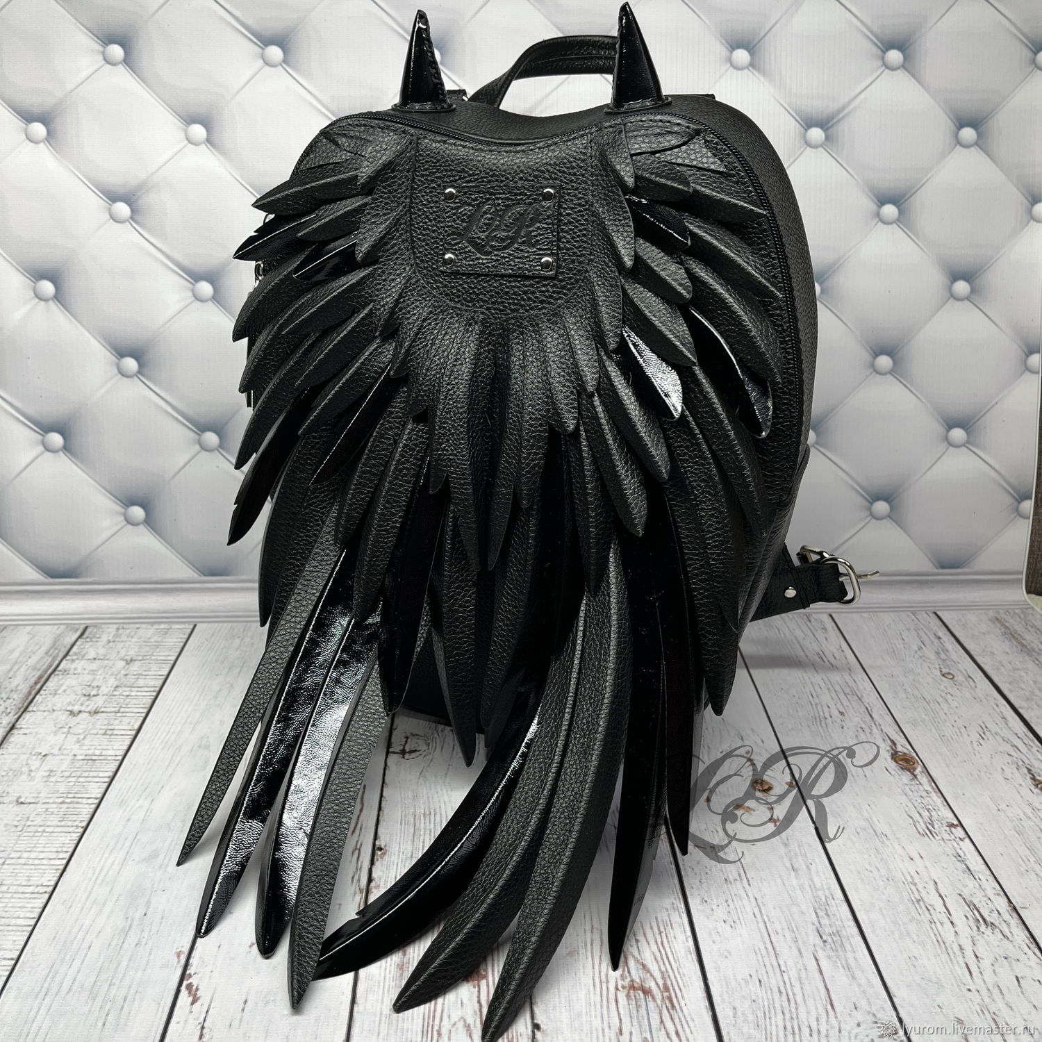 Women s leather backpack with wings and Cute horns TPUR8COM Backpacks Moscow