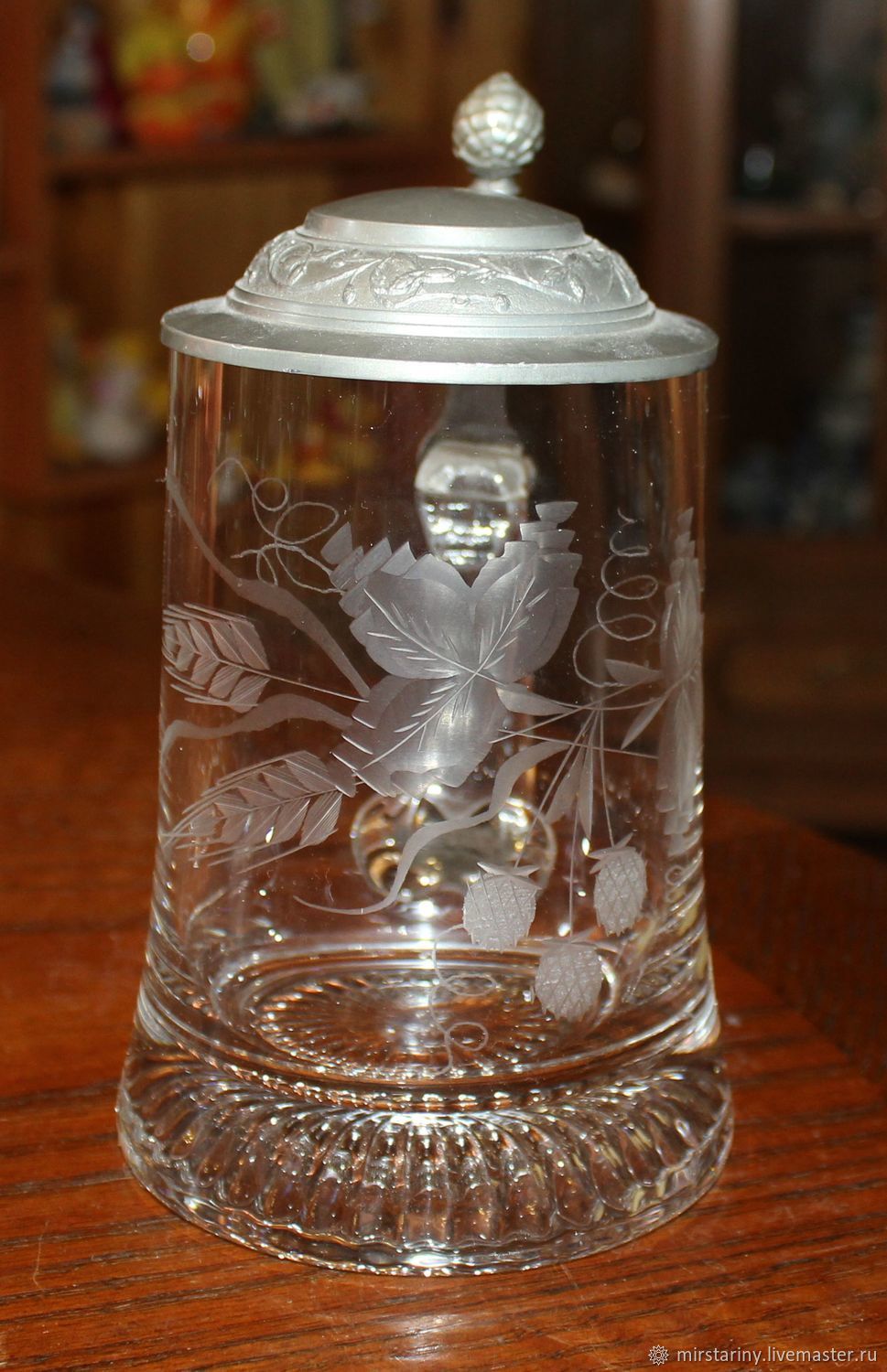 Beautiful crystal beer mug with lid, manual grinding,Germany shop