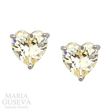 Серьги пусеты сердца с фианитами gold brilliance exclusive. . Украшения ручной работы - Ярмарка Мастеров Украшения ручной работы. Ярмарка Мастеров - ручная работа Серьги пусеты сердца с фианитами gold brilliance exclusive. Handmade.