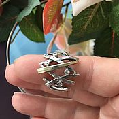 Винтаж: Комплект кольцо и подвеска с натуральным перламутром. Серебро 925