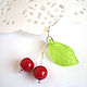 Order Cherry earrings Winter cherry Red cherry Green Leaf. WonderLand. Livemaster. . Earrings Фото №3