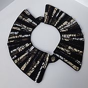 Аксессуары handmade. Livemaster - original item Linen patch collar with leather decor black. Handmade.