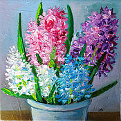 Картины и панно handmade. Livemaster - original item Hyacinth Oil Painting 20 x 20 Spring Flowers. Handmade.