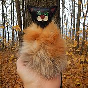 Куклы и игрушки handmade. Livemaster - original item Leather toy with fur cat in the coat. Handmade.