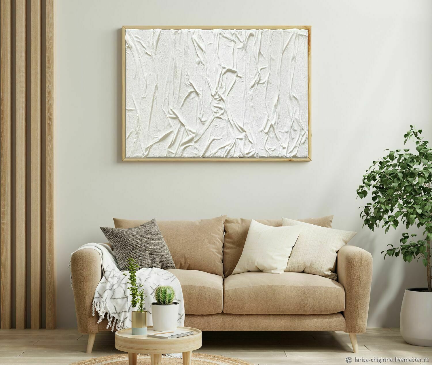 Белая картина в стиле минимализм. Панно из ткани под ЗАКАЗ, Картины, Астрахань,  Фото №1