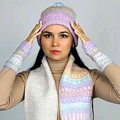 Аксессуары handmade. Livemaster - original item Accessories set hat, mittens, scarf, merino wool, alpaca. Handmade.
