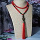 Long necklace with pendant with silk brush made of howlite and shungite. Necklace. Magic box. My Livemaster. Фото №6