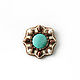 Handmade jewelry. Brooch order of the `Turquoise and chocolate`. Ksenia Patina. Fair Masters.
