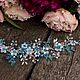 Wedding sprig. Decoration for hair. Turquoise-white, Hair Decoration, St. Petersburg,  Фото №1