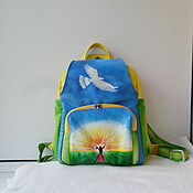 Сумки и аксессуары handmade. Livemaster - original item Women`s leather backpack with custom painting for Irina.. Handmade.