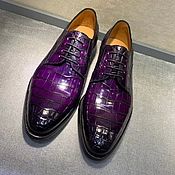 Обувь ручной работы handmade. Livemaster - original item Derby made of the abdominal part of crocodile skin, in purple color!. Handmade.