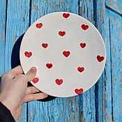 Посуда handmade. Livemaster - original item Plate Large Hearts Plate Hearts Valentine`s Day. Handmade.
