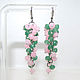 Earrings clusters of agate stones pink and green, Earrings, Moscow,  Фото №1