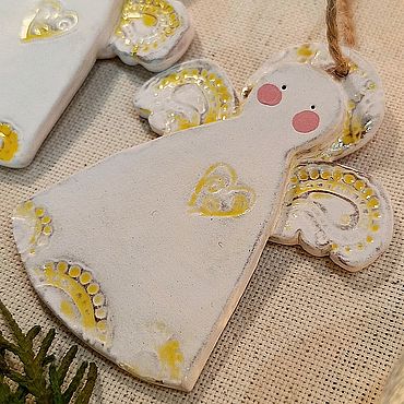 "Ангелочки" ëлочные игрушки керамика. . Сувениры и подарки ручной работы - Ярмарка Мастеров Сувениры и подарки ручной работы. Ярмарка Мастеров - ручная работа "Ангелочки" ëлочные игрушки керамика. Handmade.