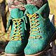 Felted boots, felt boots, lace-up. Green shoes. Boots. валенки Vladimirova Oksana. My Livemaster. Фото №4