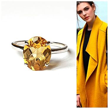 Канцелярские товары ручной работы. Ярмарка Мастеров - ручная работа Кольцо из серебра с цитрином огранки 