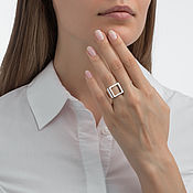 Украшения handmade. Livemaster - original item Large curly ring with a square 925 silver minimalism. Handmade.
