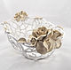 The handmade `Shabby Chic` oval. Braided ceramic and ceramic flowers Elena Zaichenko
