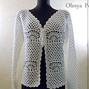 Одежда handmade. Livemaster - original item Cardigans:white crocheted laurel cardigan. Handmade.
