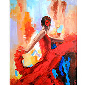 Картины и панно handmade. Livemaster - original item Painting Dancing woman flamenco oil, palette knife 50h40. Handmade.