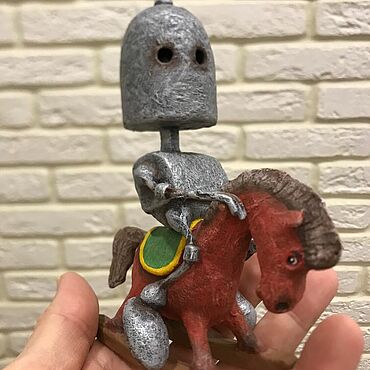 Куклы и игрушки ручной работы. Ярмарка Мастеров - ручная работа Ёлочная игрушка ,,Робот  Федечка на красном коне ,,. Handmade.