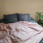 Для дома и интерьера handmade. Livemaster - original item Bed linen made of satin Steel/Powder. Handmade.