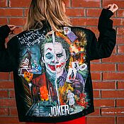 Мужская одежда handmade. Livemaster - original item Biker jacket with a Joker print. Painting customization of clothes. Handmade.