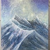 Картины и панно handmade. Livemaster - original item Painting mountain landscape in the moonlight 