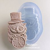 Материалы для творчества handmade. Livemaster - original item Cheshire cat with a watch in a hat, silicone mold Alice in Wonderland. Handmade.